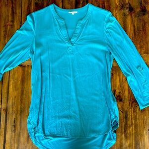 PLEIONE 3/4 sleeve tunic in turquoise